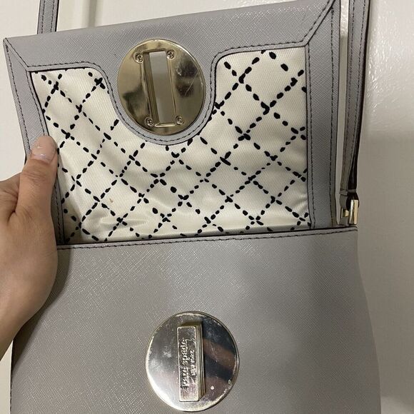 KATE SPADE new york light gray blue Crossbody leather purse - Picture 9 of 10
